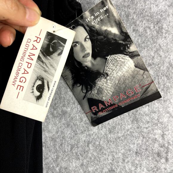 VTG Whimsigoth Witchy Fairy Maxi Dress Womens 7 Black Ruffle Y2K 90s Rampage NEW - Picture 10 of 14